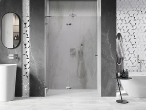 Mexen, Mexen Lunar L Otočné ľavé sprchové dvere 130 cm, transparentné, chróm - 834L-130-000-01-00-L