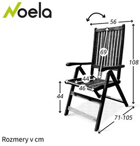 Noela Záhradná drevená polohovacia stolička Kory