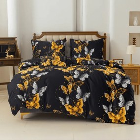 Obliečky z mikrovlákna GOLD BUTTERFLY čierne Rozmer obliečky: 70 x 90 cm | 140 x 200 cm