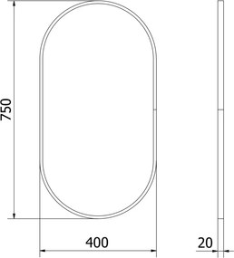 Mexen Loft oválne kúpeľňové zrkadlo 75 x 40 cm, čierny rám - 9851-075-040-000-70