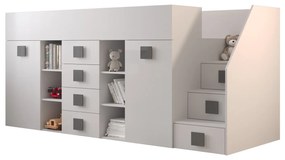 Detská kombinovaná posteľ 90 cm Toreno 3 (biela + biely lesk + sivé lesklé madlá) (P). Vlastná spoľahlivá doprava až k Vám domov. 1083338