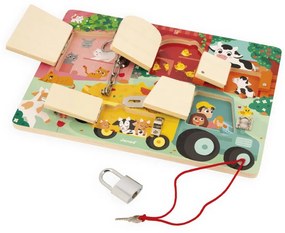 Drevená motorická hra so zámkami - Farma