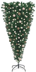 Obrátený umelý vianočný stromček s LED a súpravou gulí 240 cm 3078059