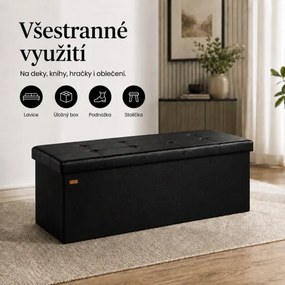 Čierna lavica, taburet s úložným priestorom, skladacia