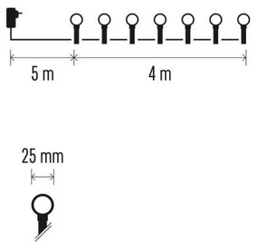 LED Vianočná vonkajšia reťaz 40xLED/9m IP44 teplá biela