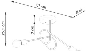 Stropné svietidlo Loop 2, čierne telo svietidla