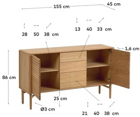 Komoda v dubovom dekore Kave Home Lenon