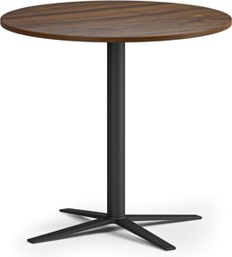 Konferenčný stolík AURA, priemer 60 cm, čierna podnož, orech