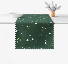 Goldea vianočný behúň na stôl teflónový - hviezdičky na zelenej 35x160 cm