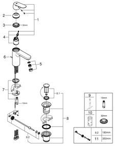 GROHE 2339600E -Umývadlová batéria EUROSMART COSMOPOLITAN DN 15 veľkosť M chróm
