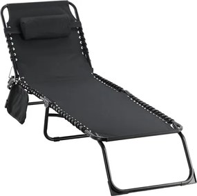 CH Skladacie záhradné lehátko Peny - čierna