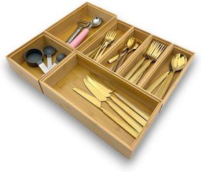 Zeller Present Súprava 7 ks bambusových organizérov do zásuvky, BAMBOOZ, 38 x 45 cm