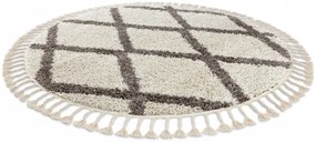 Okrúhly koberec BERBER TROIK, krémový, strapce, Maroko Shaggy