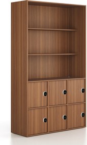 Kancelárska skriňa FRAME, 6x dvere, 2x polica, 1299 x 450 x 2162 mm, RFID zámok, orech