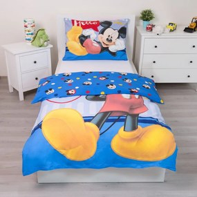 Bavlnené detské obliečky na jednolôžko 140x200 cm Mickey "Hello" – Jerry Fabrics