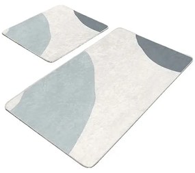 Sivo-krémové zamatové kúpeľňové predložky v súprave 2 ks 60x100 cm Abstract Shapes – Mila Home