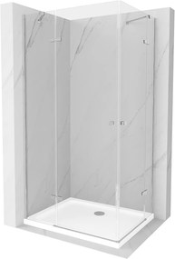 Mexen Roma Duo, sprchovací kút 90 (dvere) x 80 (dvere) cm, 6mm číre sklo, chrómový profil + slim sprchová vanička 5cm biela + chrómový sifón, 854-090-080-01-02-4010