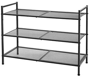 Botník s 3 policami, stohovateľný, čierny, 53x68,5x30cm