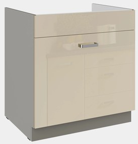 Dolná kuchynská skrinka pod drez Kelyn 80 ZL 1S BB (korpus: lesk krémový + front: sivá). Akcia -6%. Vlastná spoľahlivá doprava až k Vám domov. 1134424