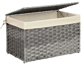 Polyratanový úložný box, kôš s vekom, 55,5 x 34 x 34 cm, šedý