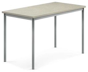 Stôl SONITUS, 1200x700x760 mm, linoleum - svetlošedá, strieborná