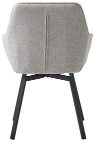 Svetlosivé čalúnené jedálenské kreslo s podrúčkami Alma – Unique Furniture