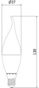 Mexen Nova, LED žiarovka plameň E14, C37, 5W, Teplá - 3000K, 525 lm - L106-E14-0530-01