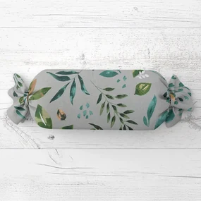 Biante Vankúš valec bonbon Sandra SA-430 Modro-zelené listy na sivom 15x80 cm