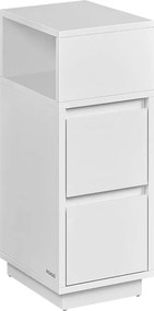 VASAGLE Úzky nočný stolík s 2 zásuvkami – LET656 Farba: biela