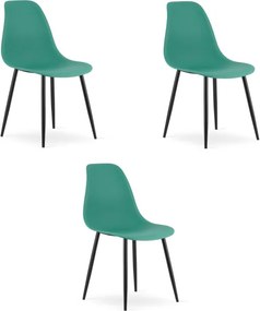Set troch jedálenských stoličiek WAT zelený - čierne nohy (3 ks)