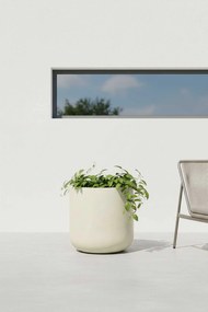 Okrúhly kvetináč CHICO, sklolaminát, priemer 40 x výška 40 cm, krémový