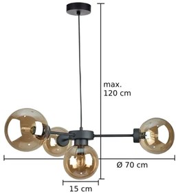 Luster na lanku KALIOPE II 4xE14/50W/230V čierna/dymová béžová