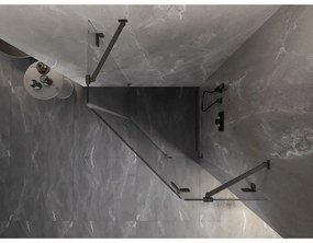 Mexen Lunar, výklopný päťuholníkový sprchový kút pravý 90 x 90 cm, 8mm číre sklo, grafitový profil, 831-090P-090L-95-00-P