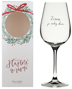 Bella Rose Pohár na víno Zítra je taky den + vianočná krabička – CZ