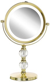 LED Makeup zrkadlo ø 18 cm CLAIRA zlaté Beliani