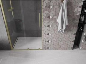 Mexen Velar, posuvné dvere do otvoru 90x200 cm, 8mm číre sklo, zlatá matná, 871-090-000-01-55