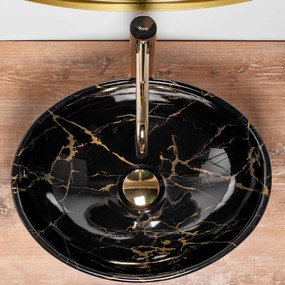 Rea Sofia Marble, umývadlo na dosku 41x35 cm, čierna-vzor, REA-U5611