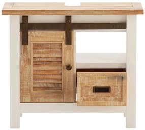 furniture-nabytek.cz - Masívna spodná skrinka pod drez Capera z borovice a MDF, lakovaná, biela/hnedá – 70×35×60 cm