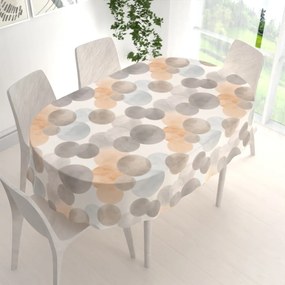 Biante Zamatový oválny obrus Tamara TMR-047 Sivo-béžové kruhy na smotanovom 140x220 cm
