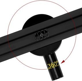 Rea Lineárny nerezový odtokový žľab NEO SLIM BLACK PRO 60 cm s 360° stupňovým sifónom, čierny, REA-G8900