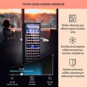 Klarstein Vinovilla Onyx Grande Duo, vinotéka, 425 l, 162 fliaš, 3-farebné LED osvetlenie, čierna