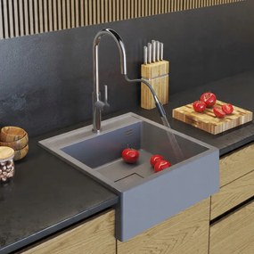 Gamma Farmerski, 1-komorový granitový drez 600x630x210 mm, šedá, GMA-ZLE000212