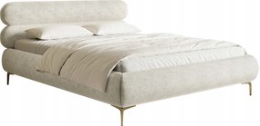 Manželská posteľ 140 cm Rirri (rošt úl. priestor) (béžovosivá zlatá)