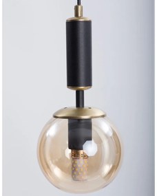 Žlté/čierne závesné svietidlo so skleneným tienidlom ø 15 cm Hector – Squid Lighting