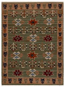 Koberec KESHAN, strapce 6902/53533 zelený / terakota