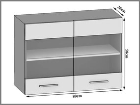 Kuchynská skrinka Belini horná 80 cm biely mat  TOR SGW80/2/WT/WT/0/E