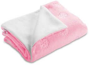 Biante Detská obojstranná deka Mikroplyš/Polar MIP-022 Snehové vločky - svetlo ružová 75x100 cm