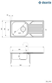 Deante ZEL_0113 - Kuchynský drez LEGATO 43,5x76 cm satén