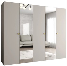 Šatníková skriňa 250 cm Parna 2 (kašmír + zlatá). Akcia -20%. Vlastná spoľahlivá doprava až k Vám domov. 1125953