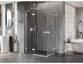 Mexen Lunar Duo, výklopný sprchový kút 80 x 70 cm, 8mm číre sklo, biely profil, 834-080L-070P-20-00